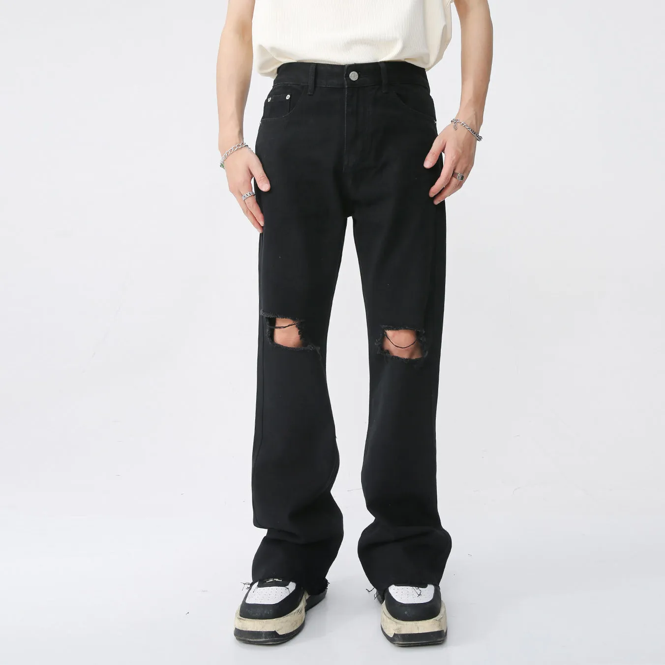 Retro Slim Denim Trousers
