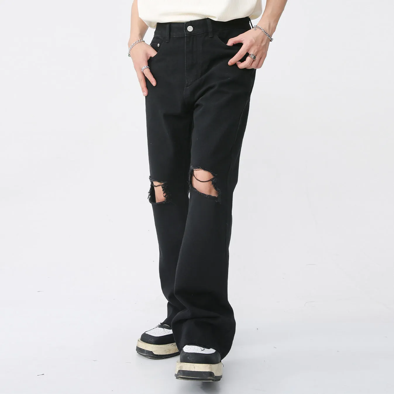 Retro Slim Denim Trousers