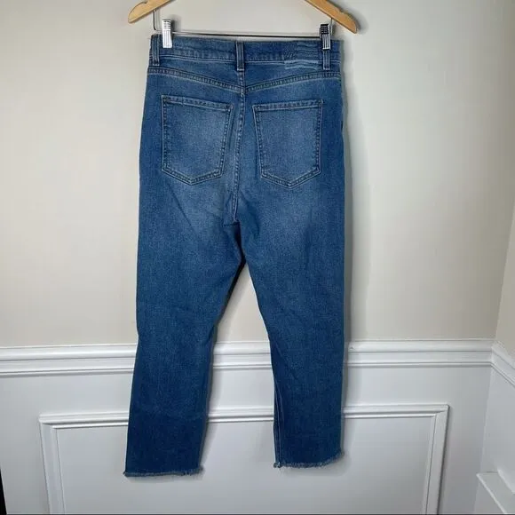 Revice super high rise distressed fray hem jeans