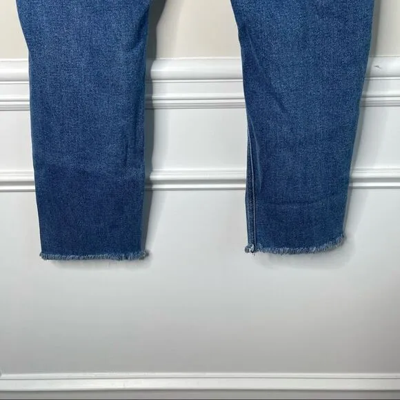 Revice super high rise distressed fray hem jeans