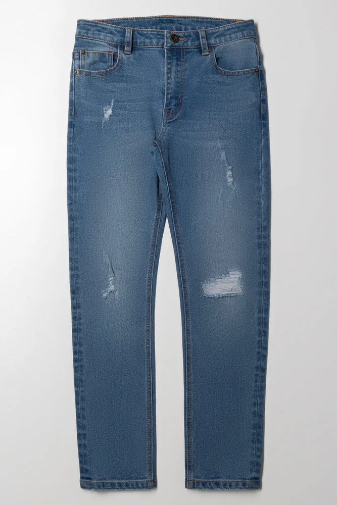 Rip And Repair Denim Jeans Blue