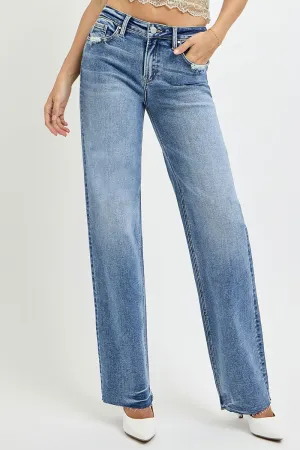 RISEN High Rise Straight Leg Jeans with Pockets *Longer Inseam*