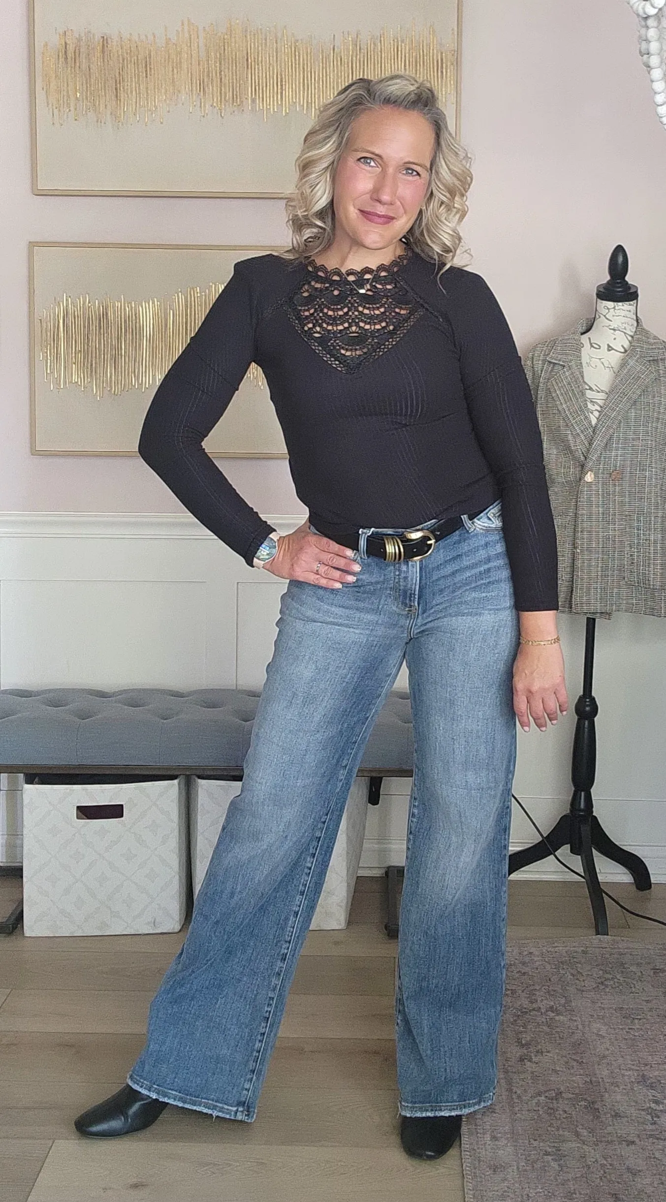 RISEN Wide Leg Medium Wash Jeans