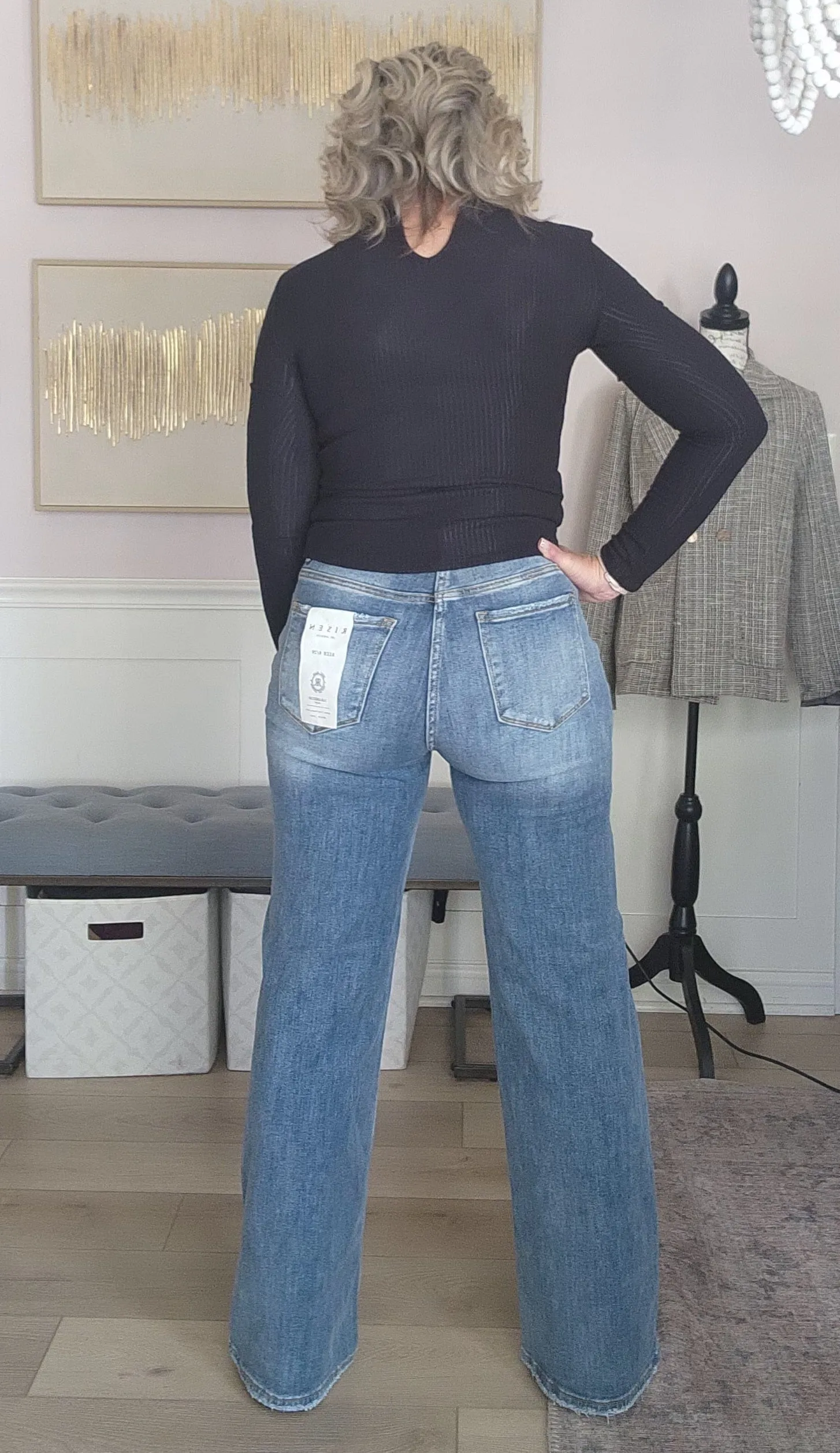 RISEN Wide Leg Medium Wash Jeans