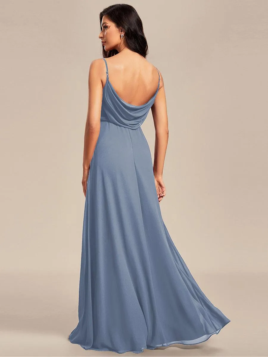 Robe de demoiselle d'honneur drapée au dos avec décolleté en cœur