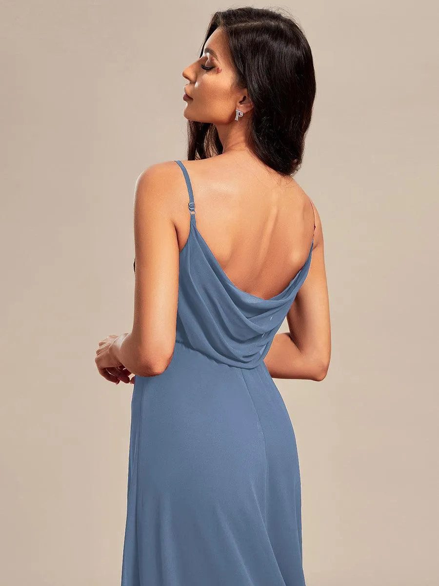 Robe de demoiselle d'honneur drapée au dos avec décolleté en cœur