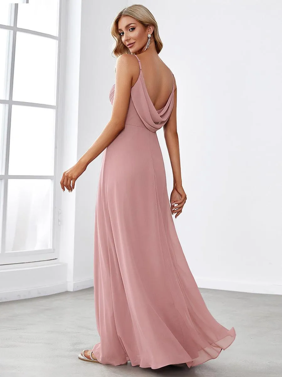 Robe de demoiselle d'honneur drapée au dos avec décolleté en cœur
