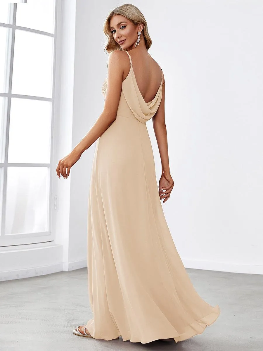 Robe de demoiselle d'honneur drapée au dos avec décolleté en cœur