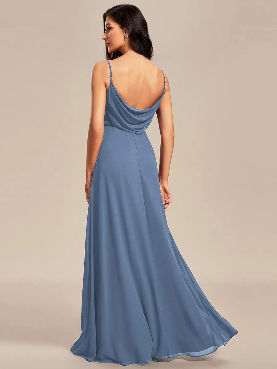 Robe de demoiselle d'honneur drapée au dos avec décolleté en cœur