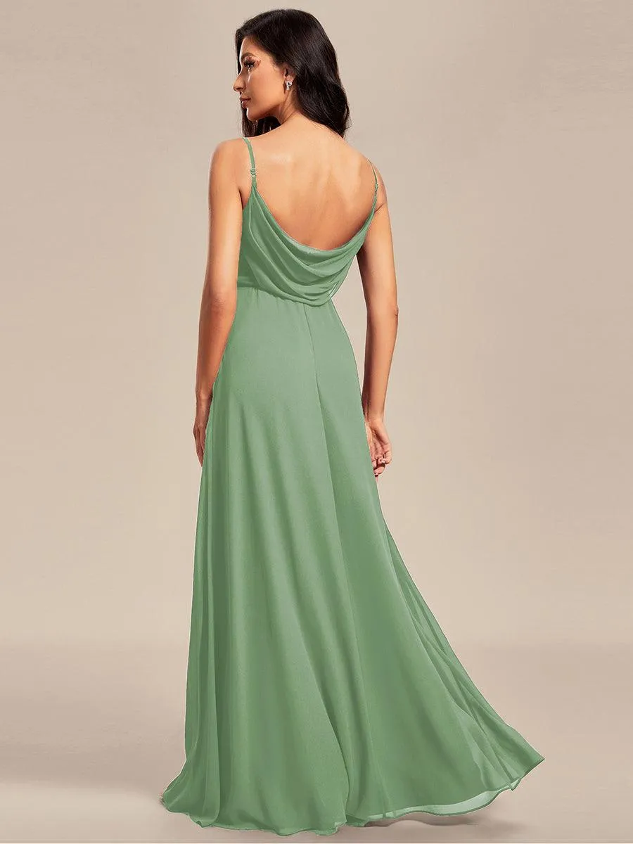 Robe de demoiselle d'honneur drapée au dos avec décolleté en cœur