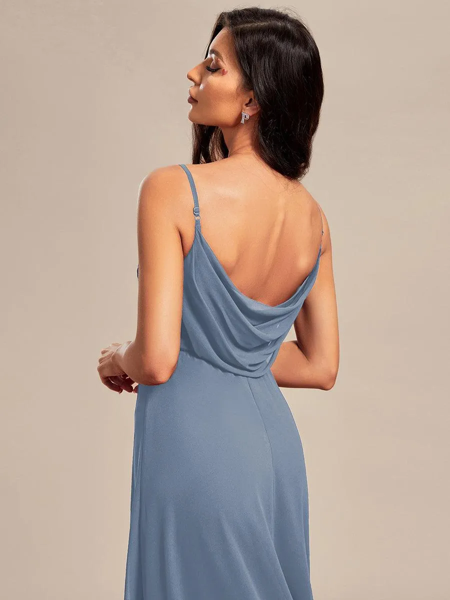Robe de demoiselle d'honneur drapée au dos avec décolleté en cœur