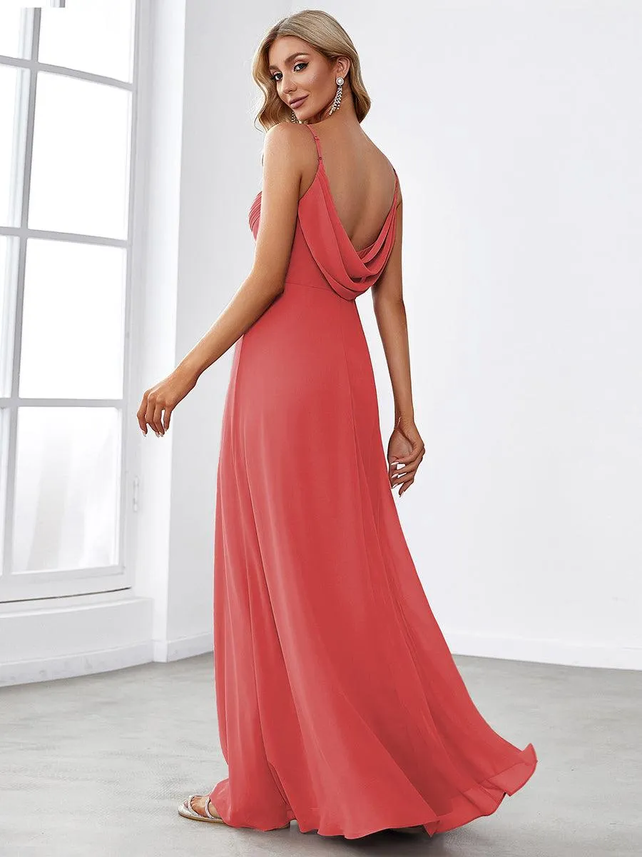 Robe de demoiselle d'honneur drapée au dos avec décolleté en cœur