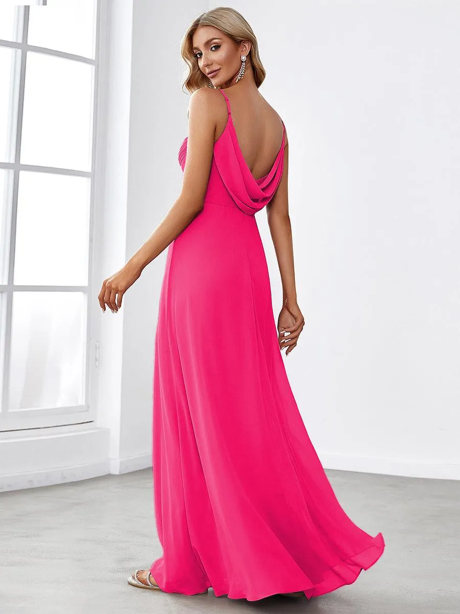 Robe de demoiselle d'honneur drapée au dos avec décolleté en cœur