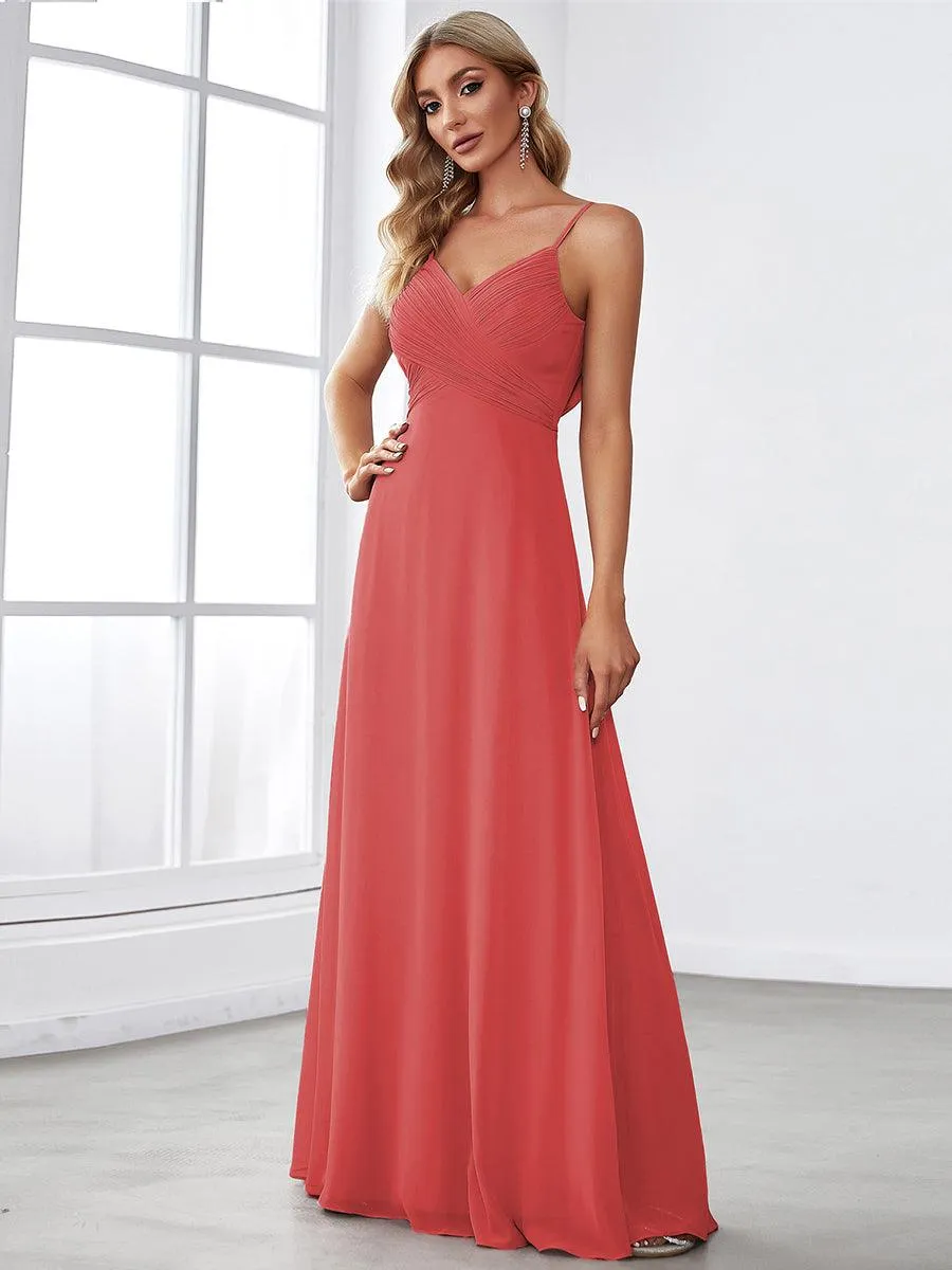 Robe de demoiselle d'honneur drapée au dos avec décolleté en cœur