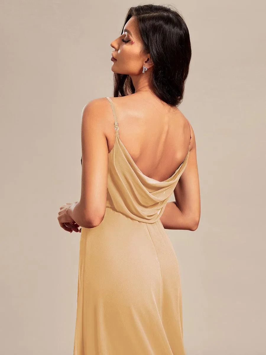Robe de demoiselle d'honneur drapée au dos avec décolleté en cœur