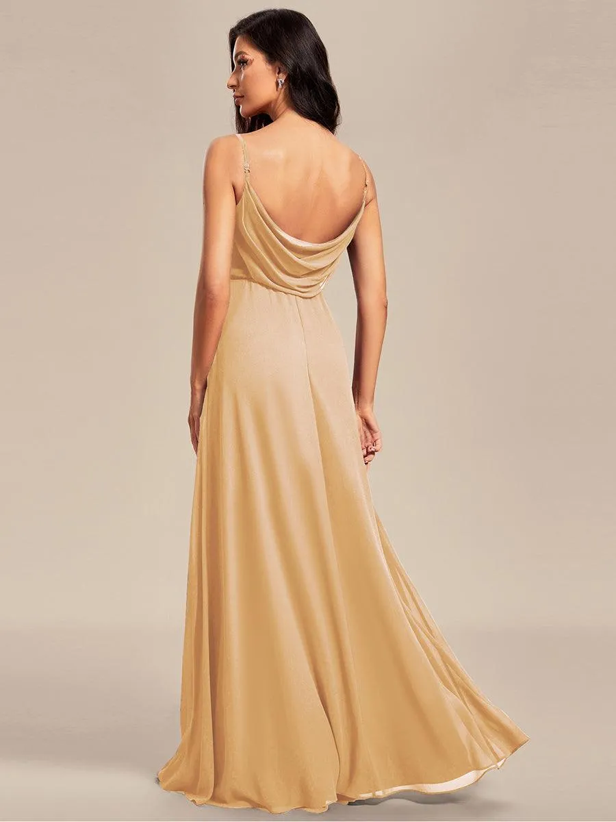 Robe de demoiselle d'honneur drapée au dos avec décolleté en cœur