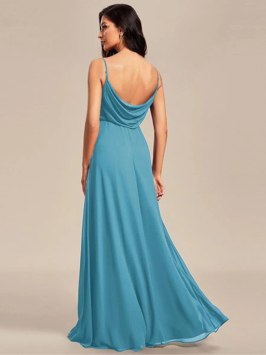 Robe de demoiselle d'honneur drapée au dos avec décolleté en cœur