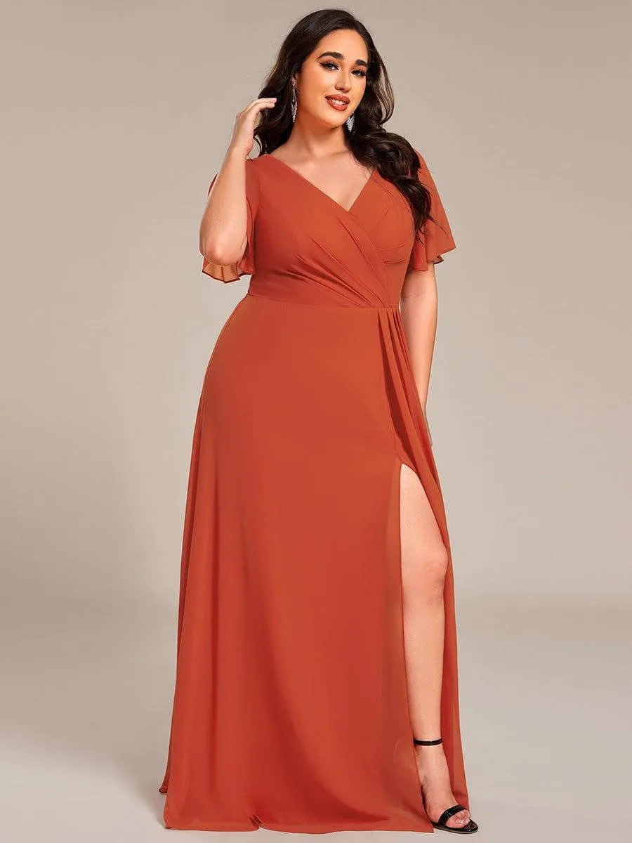 Robe de demoiselle d'honneur taille empire en mousseline de soie grande taille