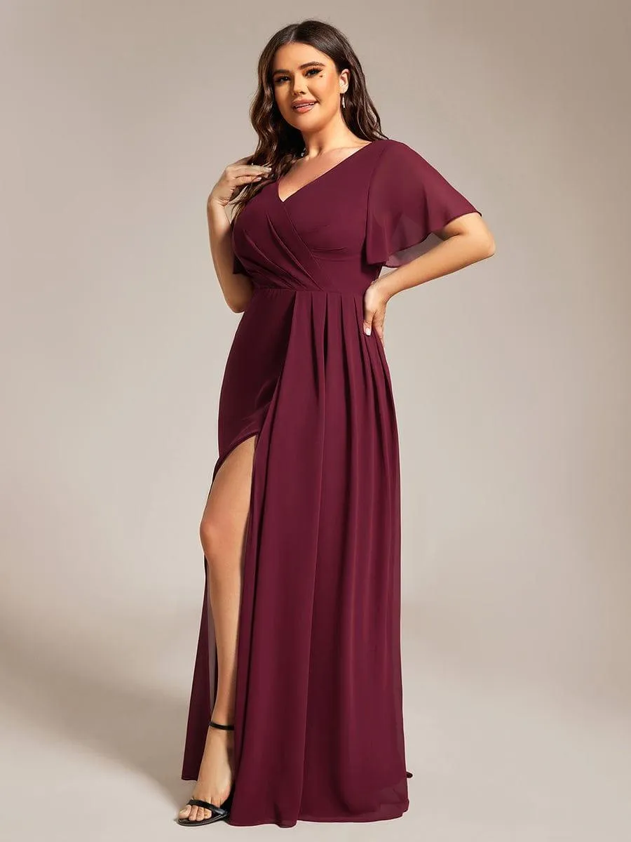 Robe de demoiselle d'honneur taille empire en mousseline de soie grande taille