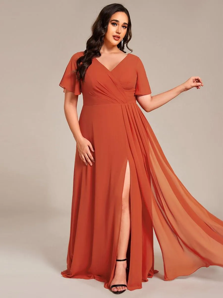 Robe de demoiselle d'honneur taille empire en mousseline de soie grande taille