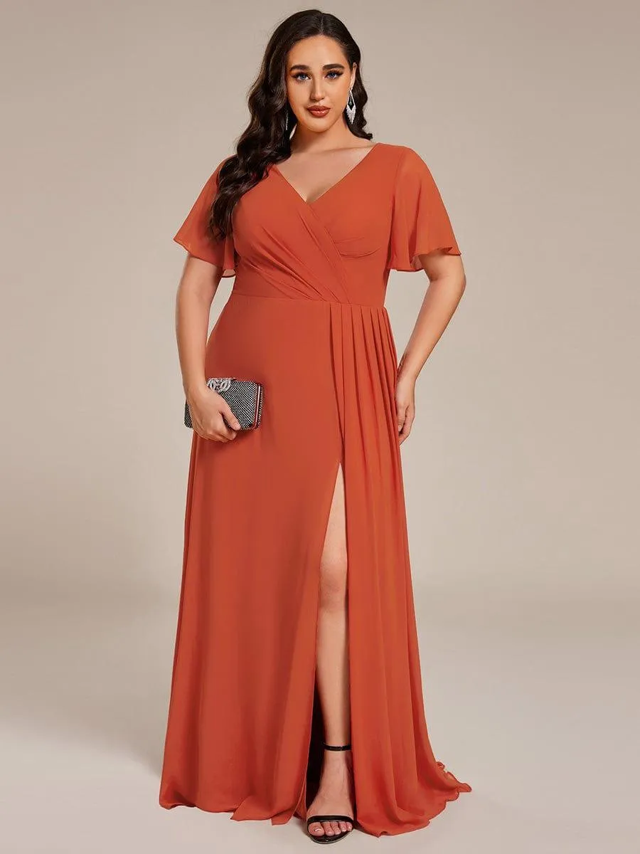 Robe de demoiselle d'honneur taille empire en mousseline de soie grande taille