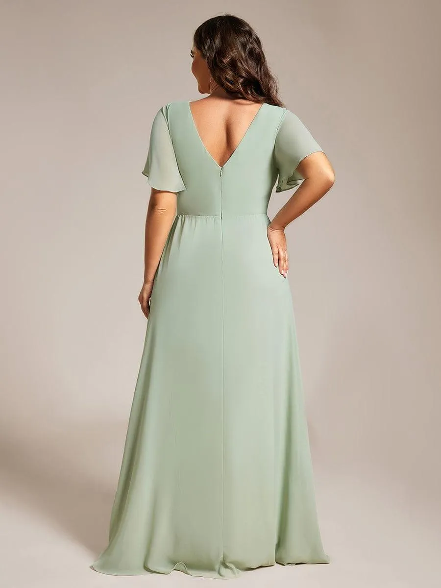 Robe de demoiselle d'honneur taille empire en mousseline de soie grande taille