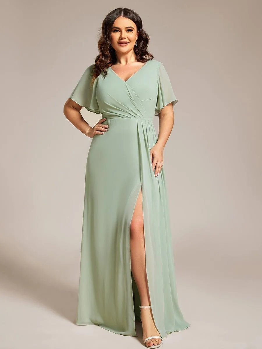 Robe de demoiselle d'honneur taille empire en mousseline de soie grande taille