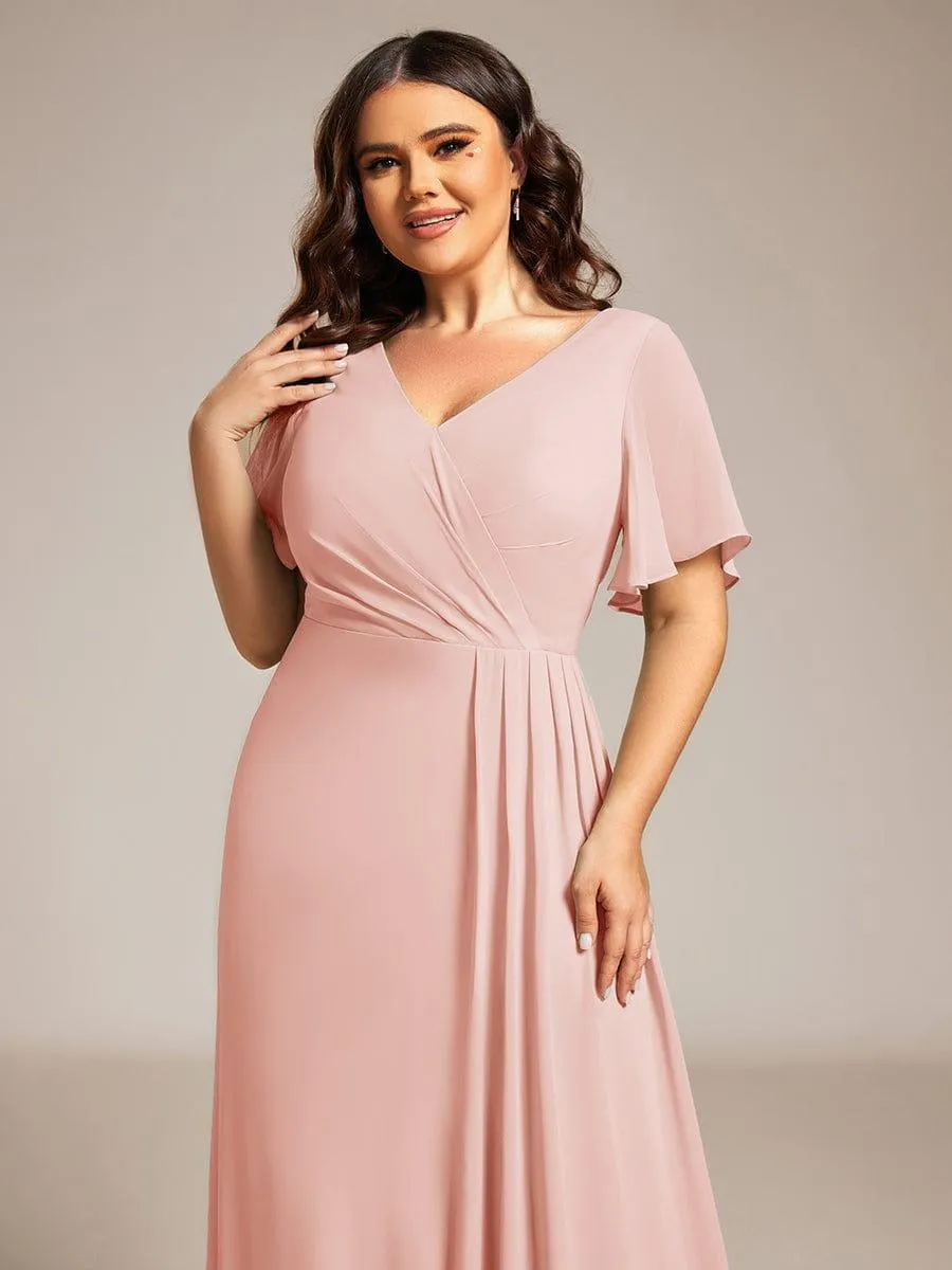 Robe de demoiselle d'honneur taille empire en mousseline de soie grande taille