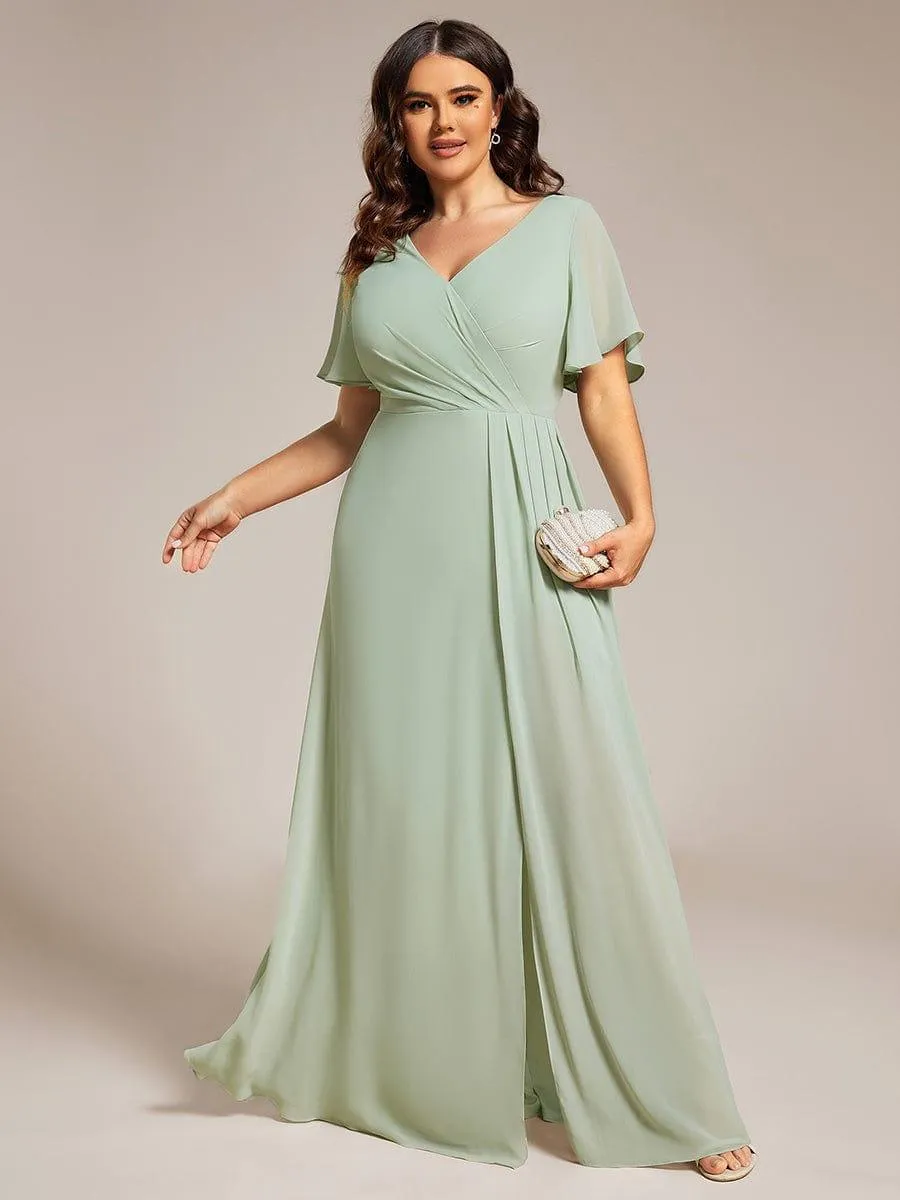 Robe de demoiselle d'honneur taille empire en mousseline de soie grande taille