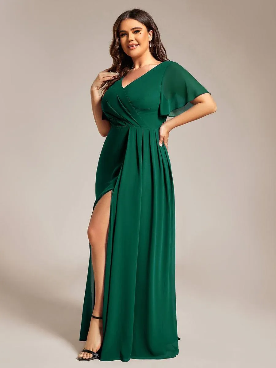Robe de demoiselle d'honneur taille empire en mousseline de soie grande taille