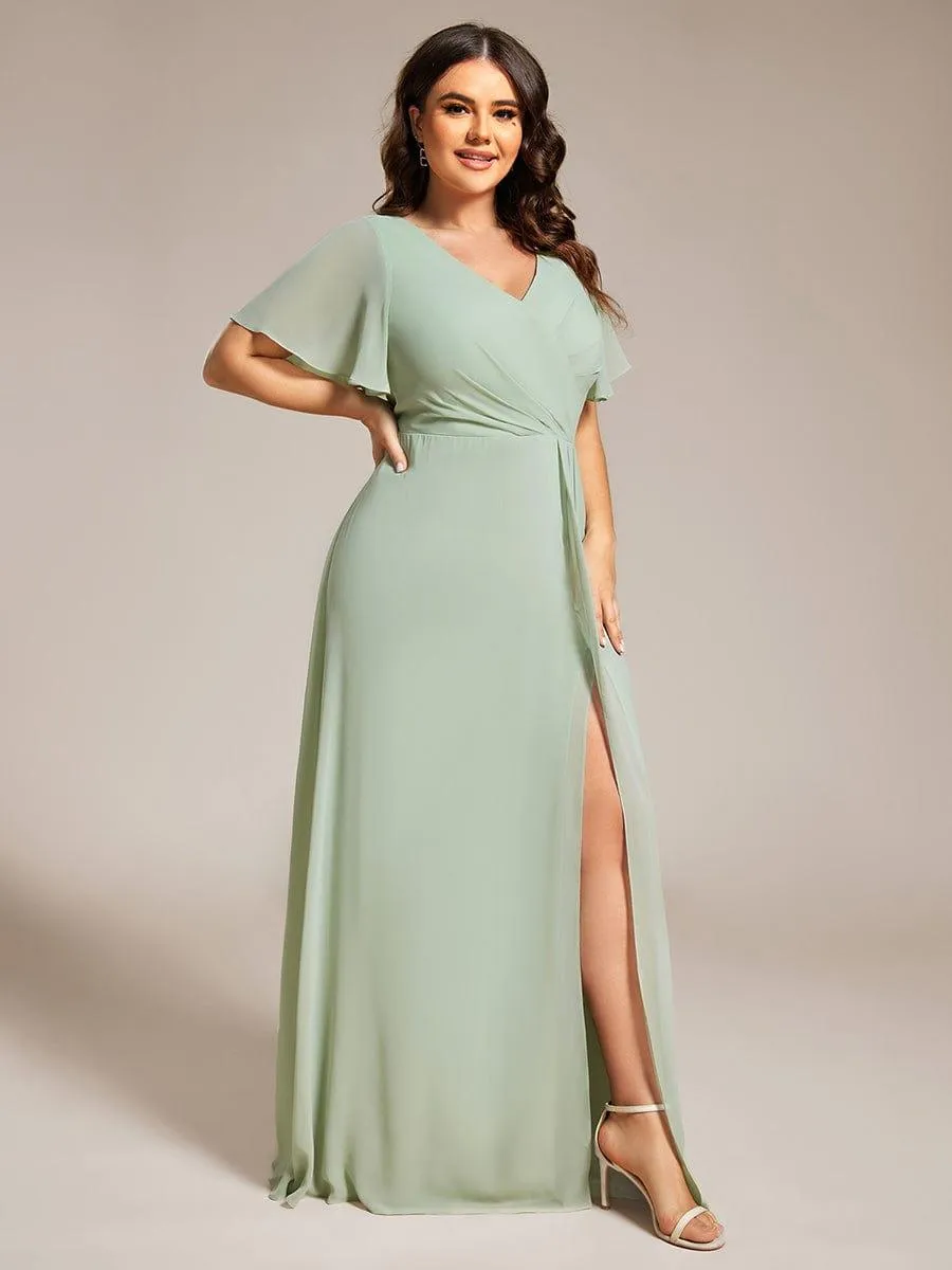 Robe de demoiselle d'honneur taille empire en mousseline de soie grande taille