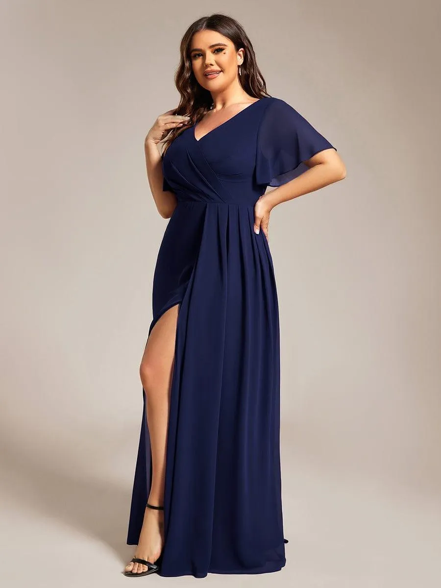 Robe de demoiselle d'honneur taille empire en mousseline de soie grande taille