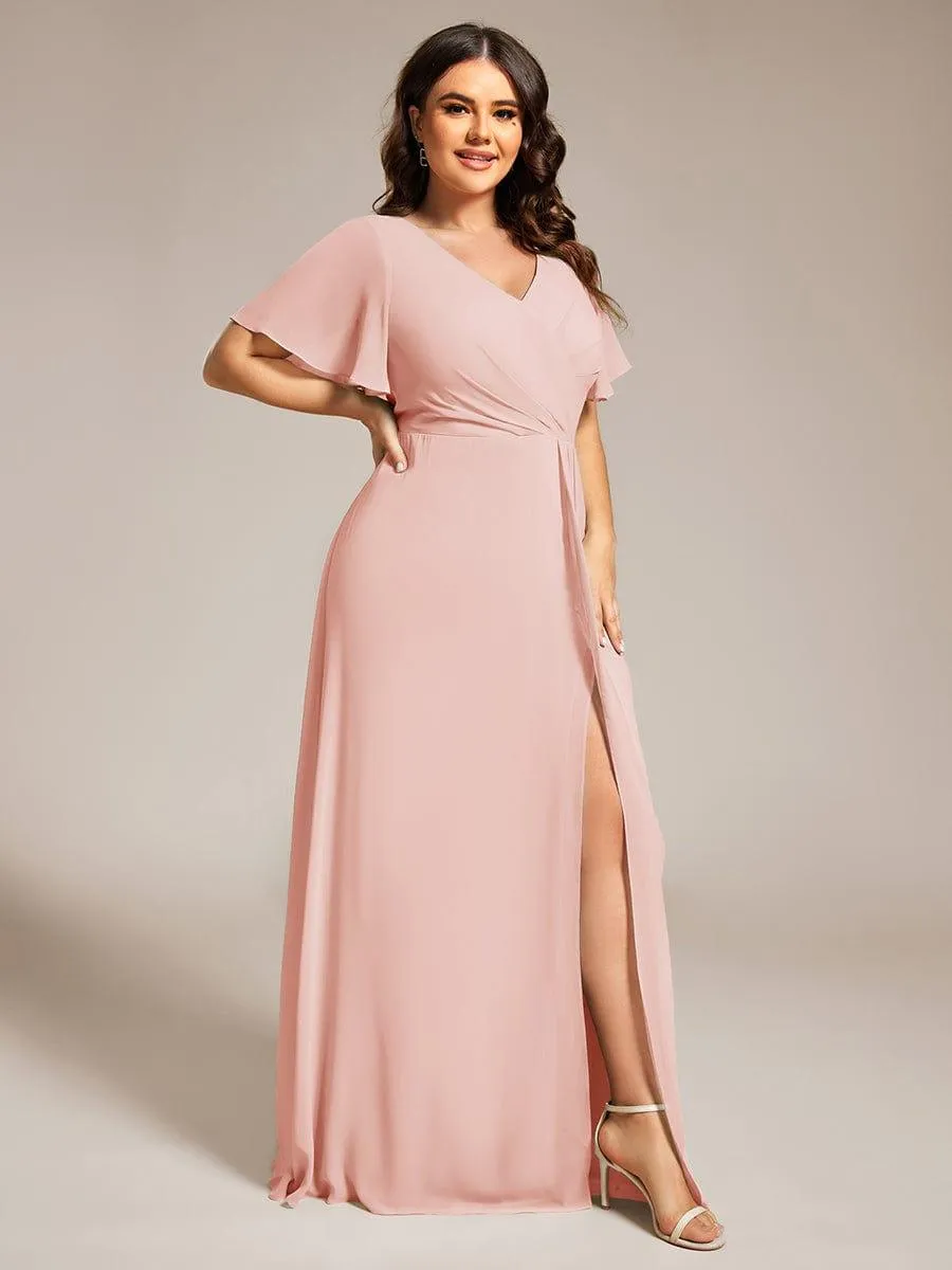 Robe de demoiselle d'honneur taille empire en mousseline de soie grande taille