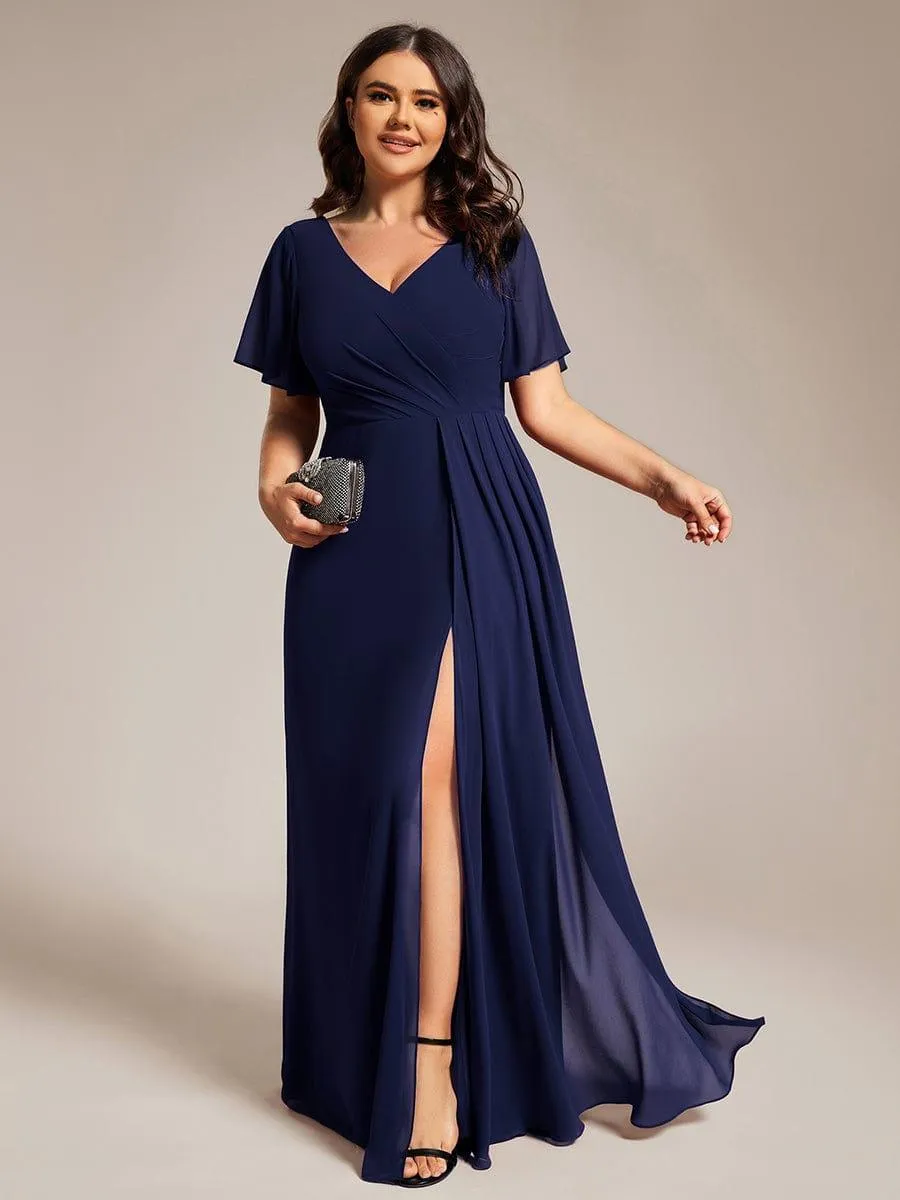 Robe de demoiselle d'honneur taille empire en mousseline de soie grande taille