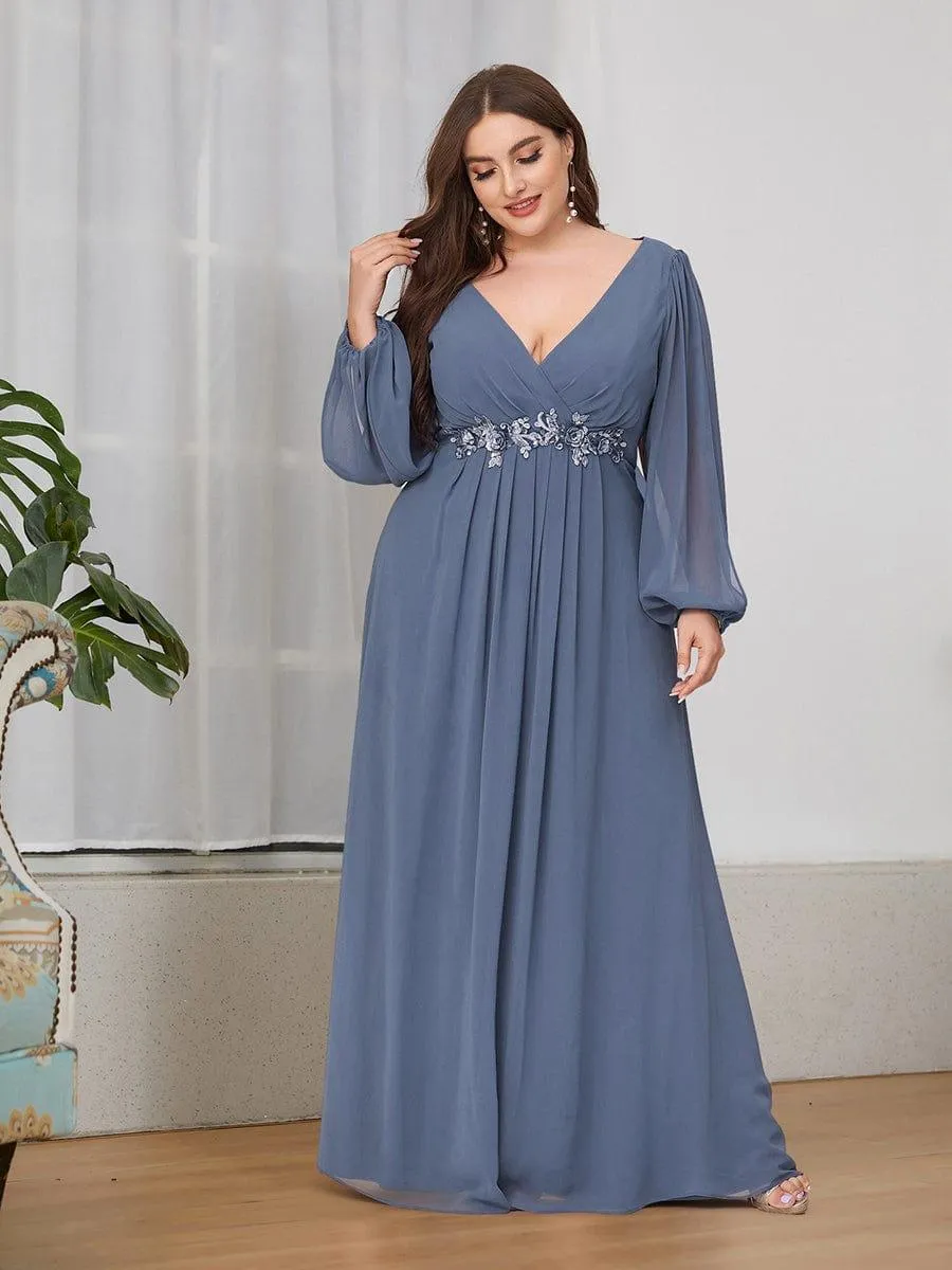Robe de soirée longue et élégante avec manches lanternes