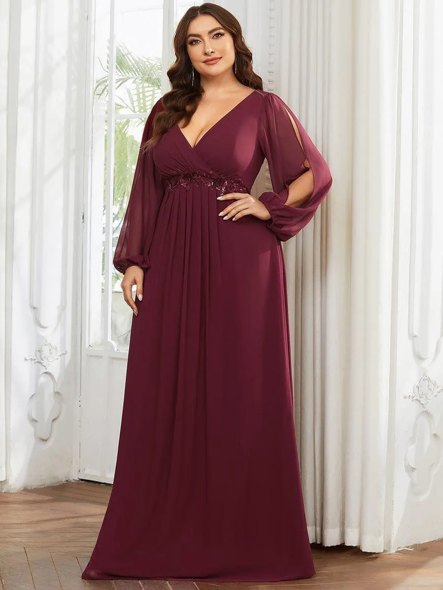 Robe de soirée longue et élégante avec manches lanternes