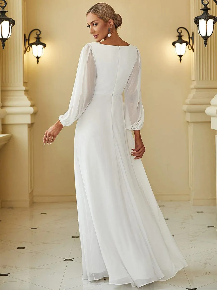 Robe de soirée longue et élégante avec manches lanternes