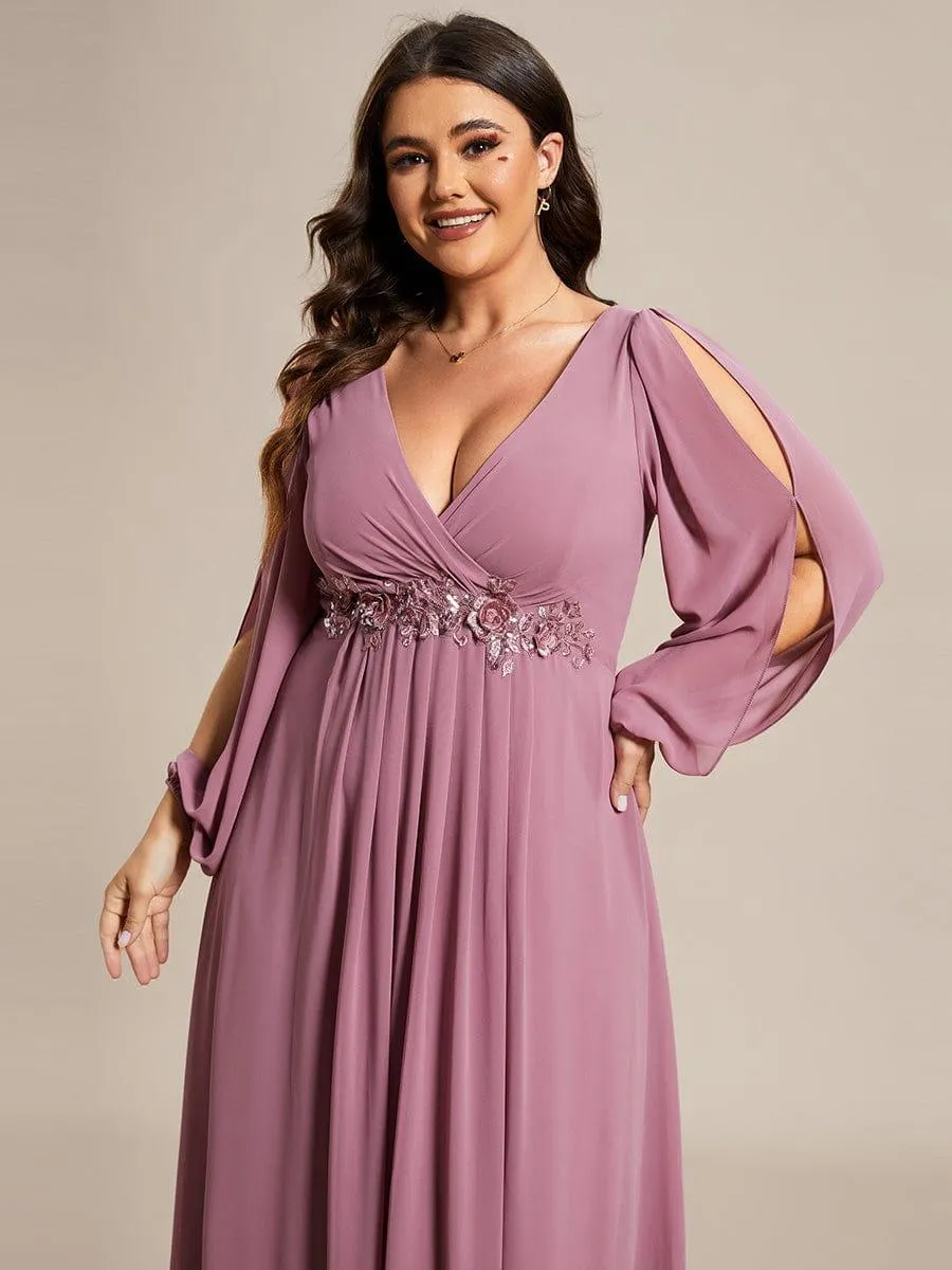 Robe de soirée longue et élégante avec manches lanternes