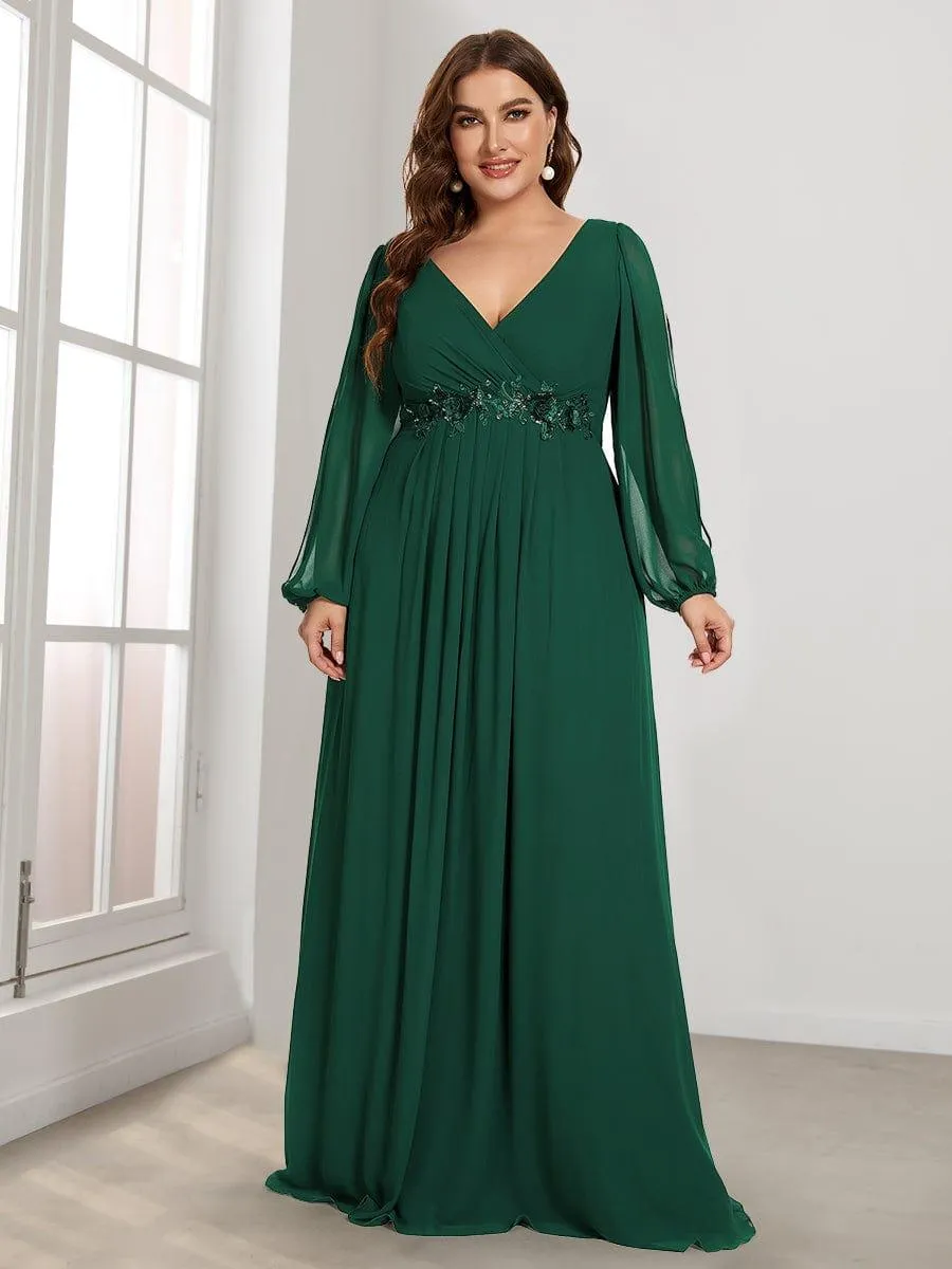 Robe de soirée longue et élégante avec manches lanternes