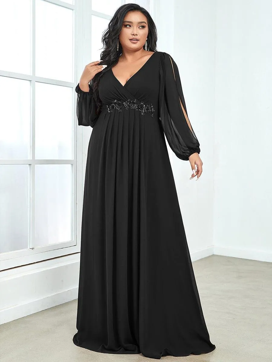 Robe de soirée longue et élégante avec manches lanternes