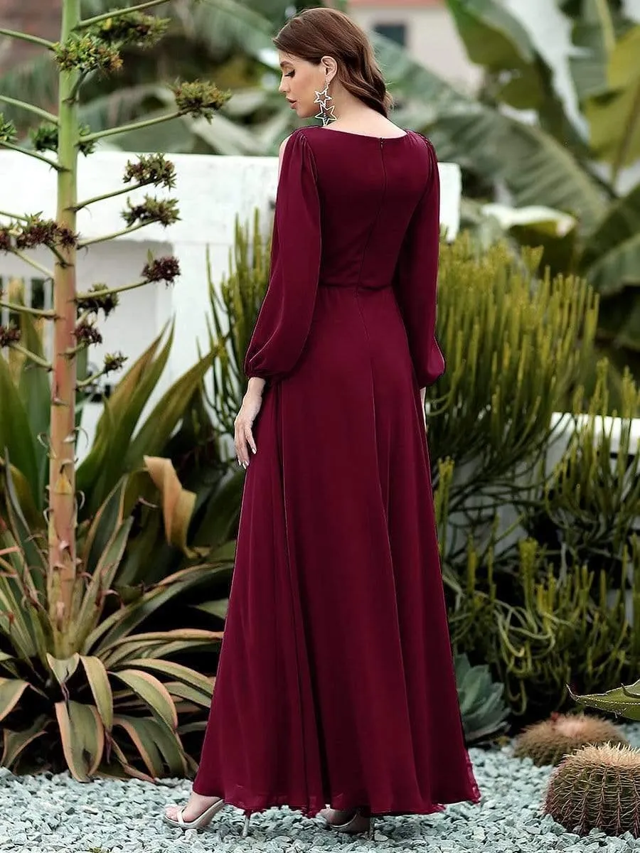 Robe de soirée longue et élégante avec manches lanternes