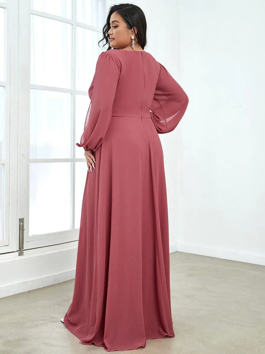 Robe de soirée longue et élégante avec manches lanternes