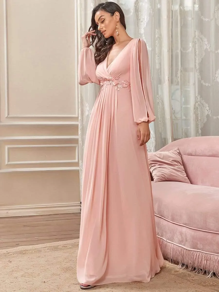 Robe de soirée longue et élégante avec manches lanternes