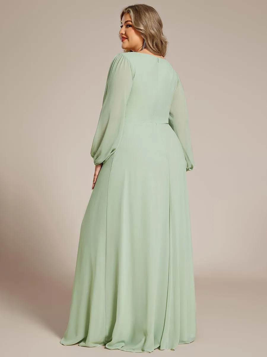 Robe de soirée longue et élégante avec manches lanternes