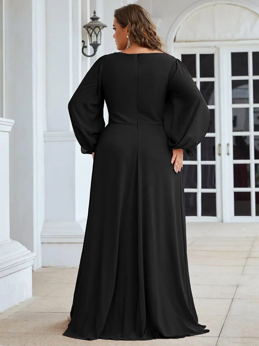 Robe de soirée longue et élégante avec manches lanternes
