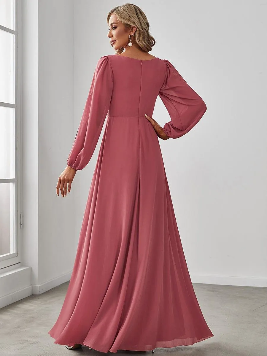 Robe de soirée longue et élégante avec manches lanternes