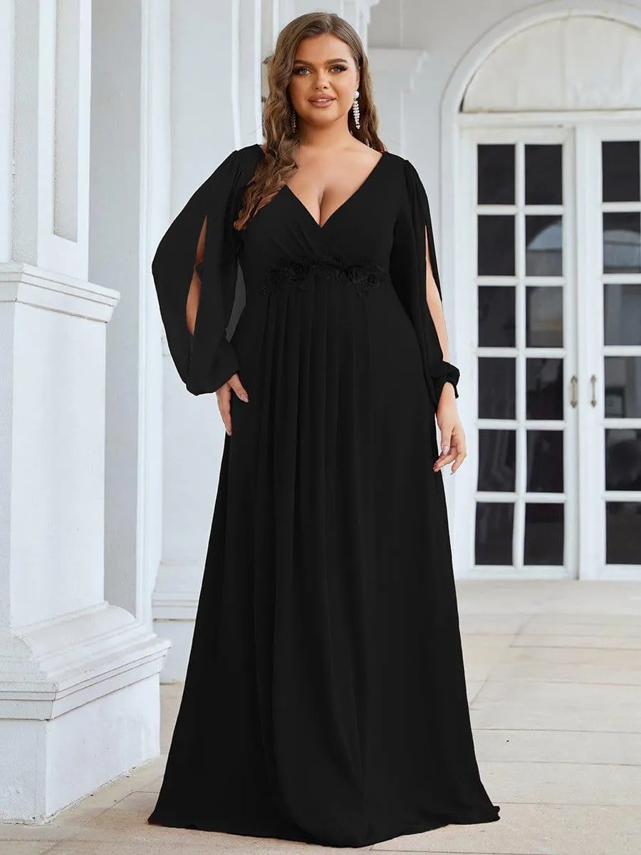 Robe de soirée longue et élégante avec manches lanternes