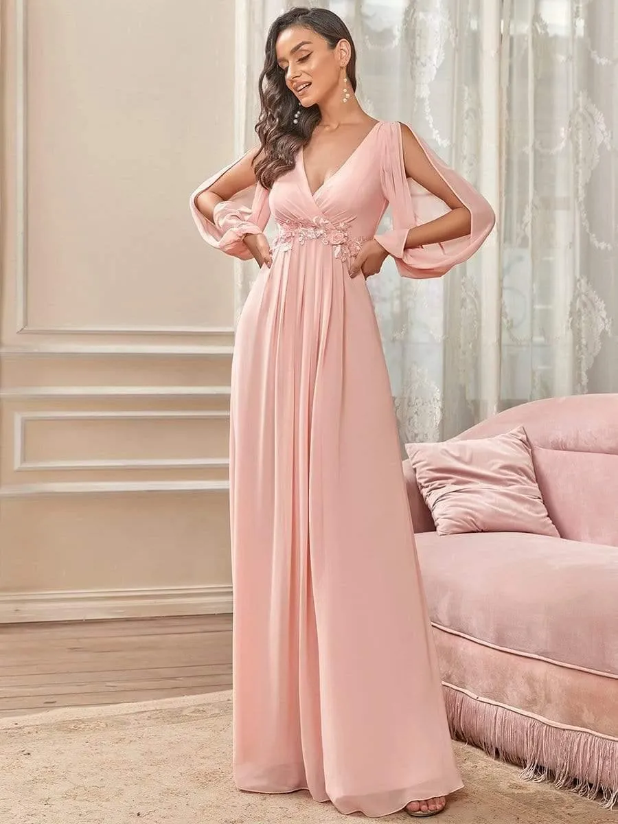 Robe de soirée longue et élégante avec manches lanternes