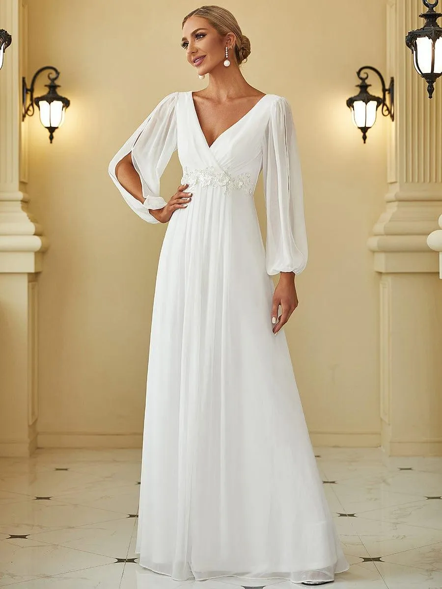 Robe de soirée longue et élégante avec manches lanternes