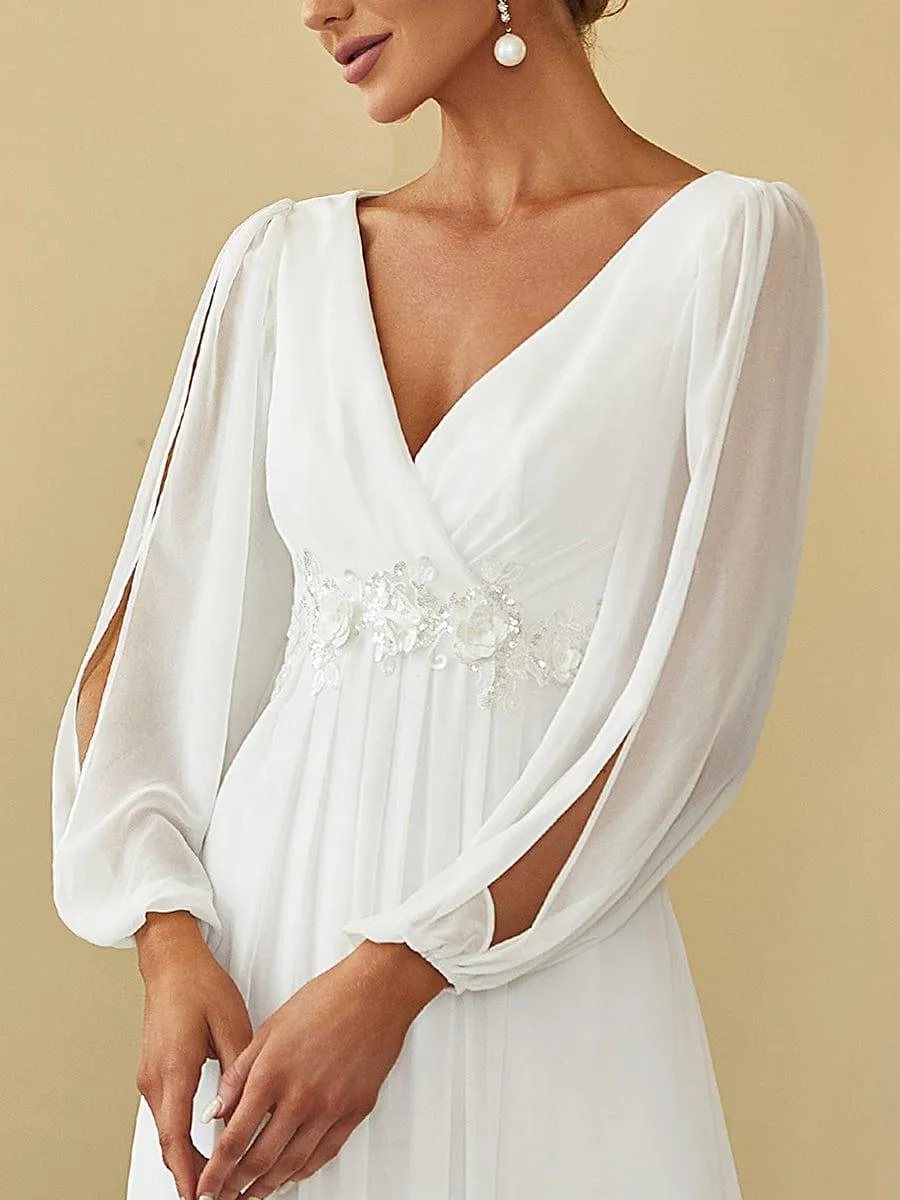 Robe de soirée longue et élégante avec manches lanternes